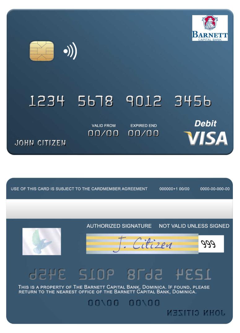 Dominica Barnett Capital Bank visa debit card